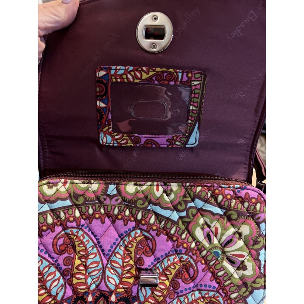 VERA BRADLEY Pink Paisley Purse Turnlock Crossbody Adjust Faux Leather Strap - Picture 4 of 6